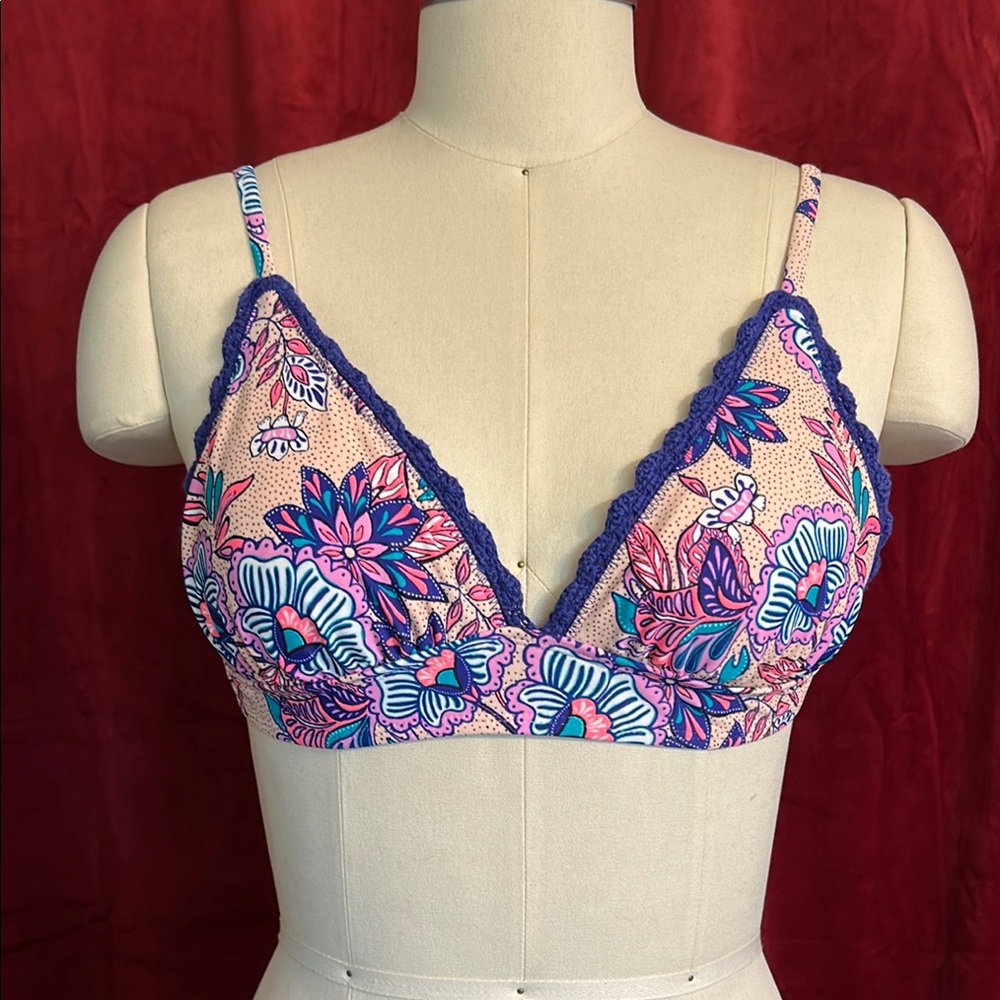 Xhilaration Purple and Pink Bikini Top with Triangle Cut